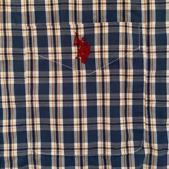U.S.Polo Assn.Blue Plaid Long Sleeves Size L - Picture 3 of 9